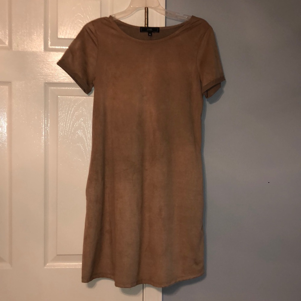 Suede Short Sleeve Dress